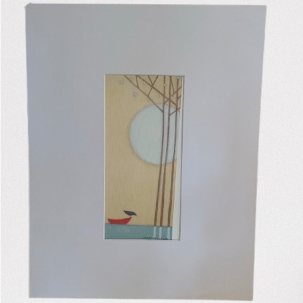 Minimalist original Art Print with Red Boat